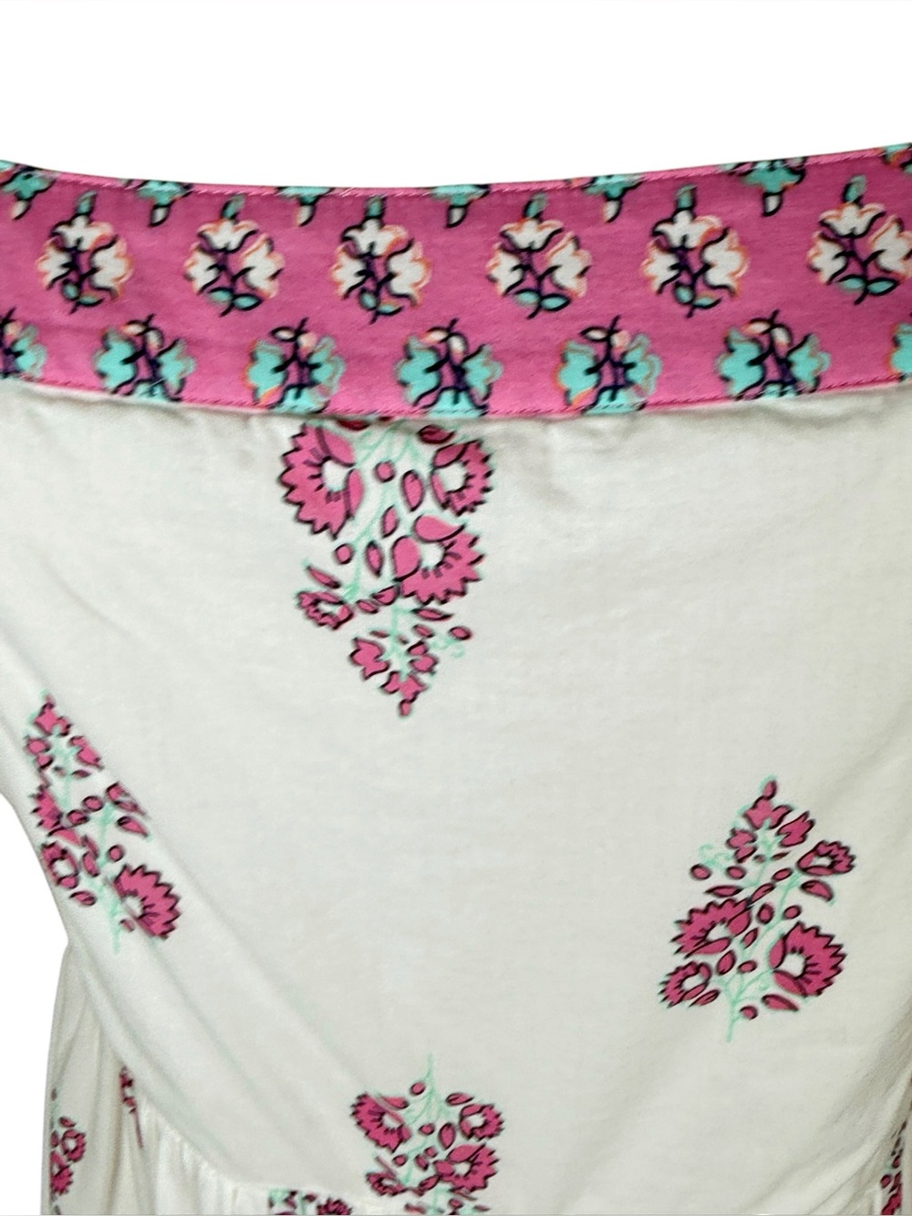 J.Crew Block Print Tiered Midi Dress White Pink Floral Square Neck Cotton SZ 10 - Picture 7 of 16